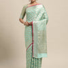 Women's Silk Blend Sea Green Woven Design Designer Saree With Blouse Piece