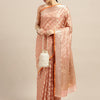 Women's Silk Blend Peach Woven Design Designer Saree With Blouse Piece