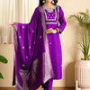 Indyancart SN Women's Embroidered Pure Cotton Kurta & Trousers With Dupatta