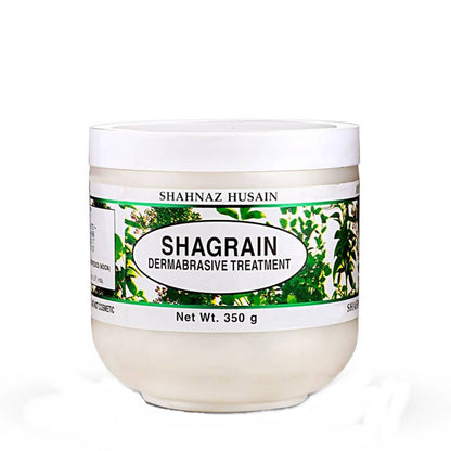 Shahnaz Husain Shagrain Dermabrasive Treatment jar showing the cream and packaging for facial skin exfoliation and rejuvenation.