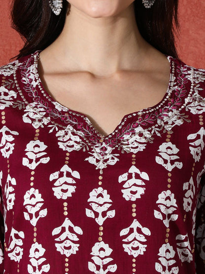 Indyancart SN Women's Embroidered Pure Cotton Kurta & Trouser With Dupatta