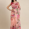 Women's Organza Peach Digital Print Celebrity Saree With Blouse Piece
