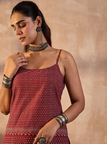 Indyancart IE Printed Pure Cotton Tunic With Trousers