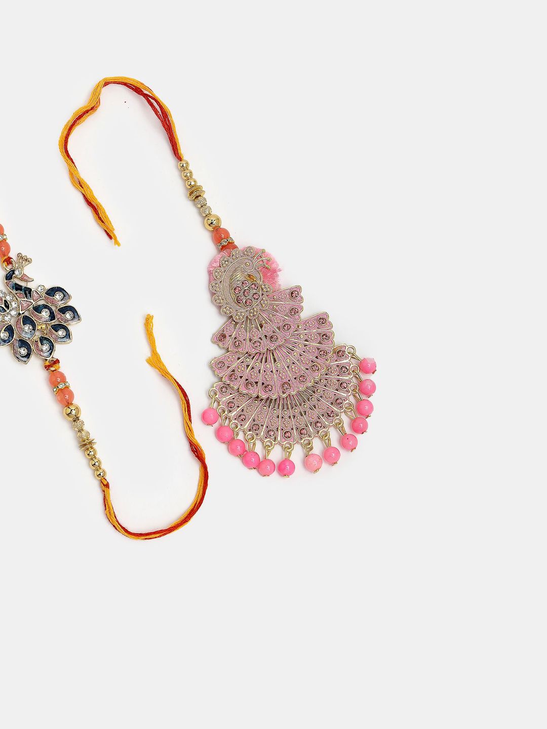Anouk Stones Studded And Beaded Bhaiya Bhabhi Rakhis With Roli Chawal Chandan & Mishri