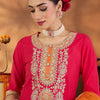 Indyancart IE Women Ethnic Motifs Embroidered Regular Sequinned Kurta with Trousers & With Dupatta