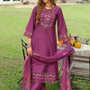 Dhiyona IE Floral Embroidered Thread Work Kurta with Palazzo & With Dupatta