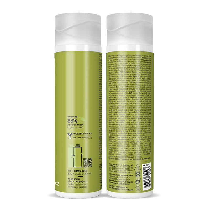 Cadiveu Vegan Repair Shampoo bottle with white and green label, showing the product name and branding.