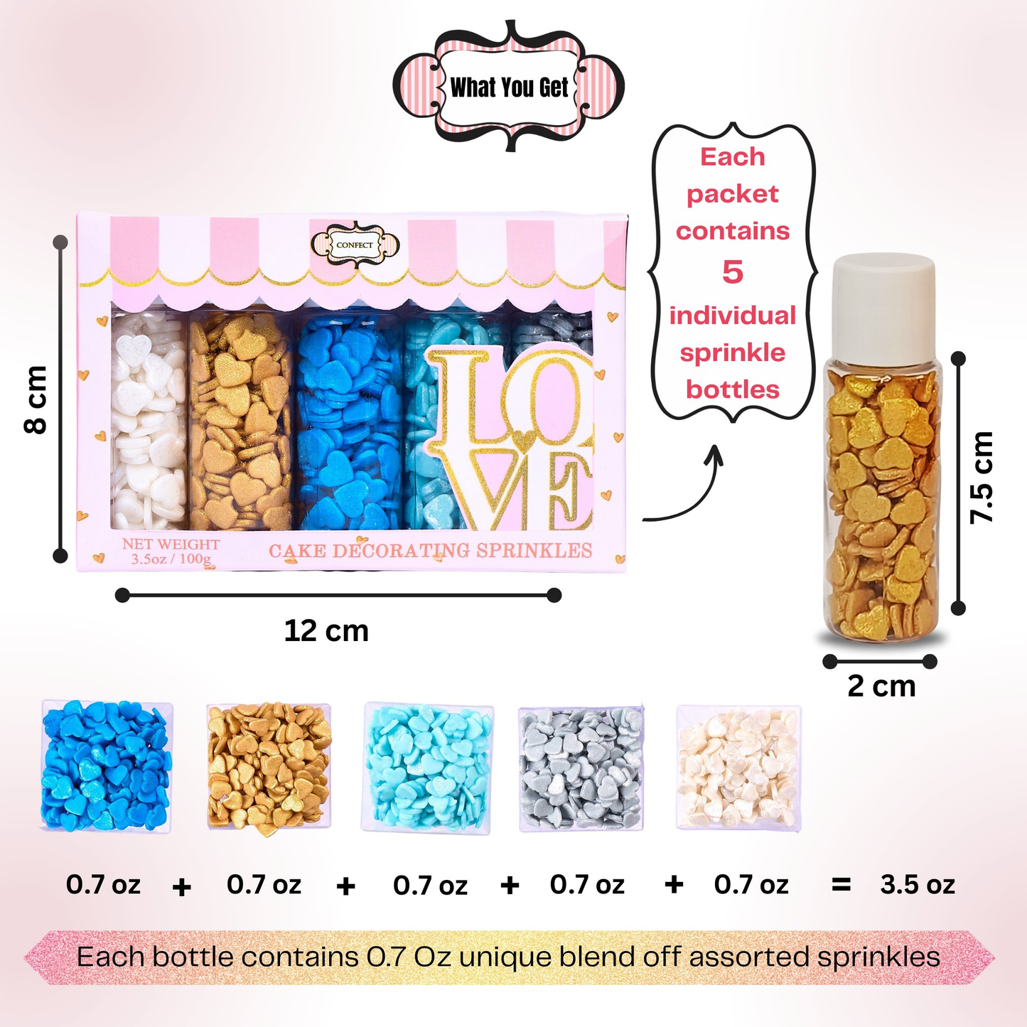 Confect Valentine Sprinkles | 03 Edible Decoration for Baking & Dessert