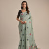 Dhiyona GR Women's Arisaa Firozi Blue Muga Cotton Saree