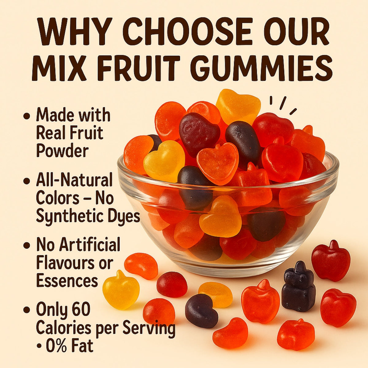 Confect Tropical Vibes Gummies | Pack of Pineapple, Mango, Kiwi, Peach, Lemon, Cherry Gummies |