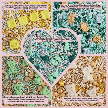 Confect Baby Shower Sprinkles | Birthday Sprinkles | Gender Reveal Sprinkles Pack of 5 (BABY SHOWER -08)