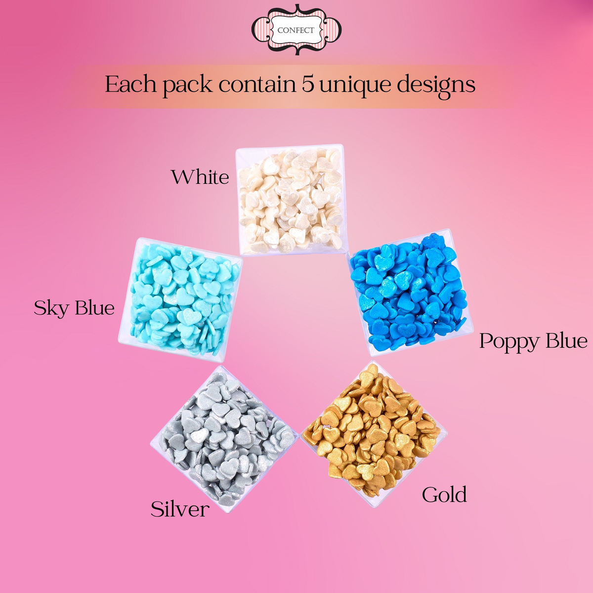 Confect Valentine Sprinkles | 03 Edible Decoration for Baking & Dessert