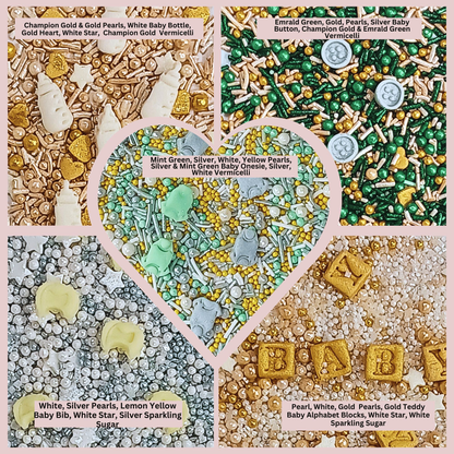 Confect Baby Shower Sprinkles | Birthday Sprinkles | Gender Reveal Sprinkles Pack of 5 (BABY SHOWER -05)