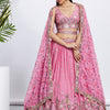 Women Pink Chiffon Sequins and thread embroidery  Lehenga choli & Printed Dupatta