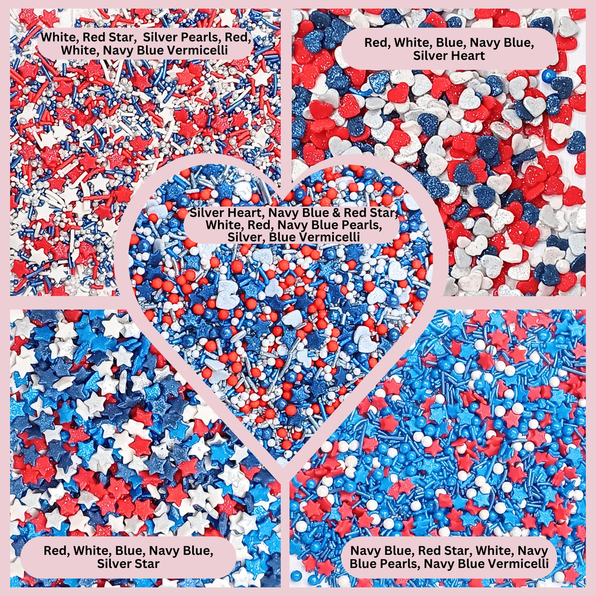 Confect Heart & Star Sprinkles | Pearls & Jimmies | Ultimate Avenger Patriotic Sprinkles