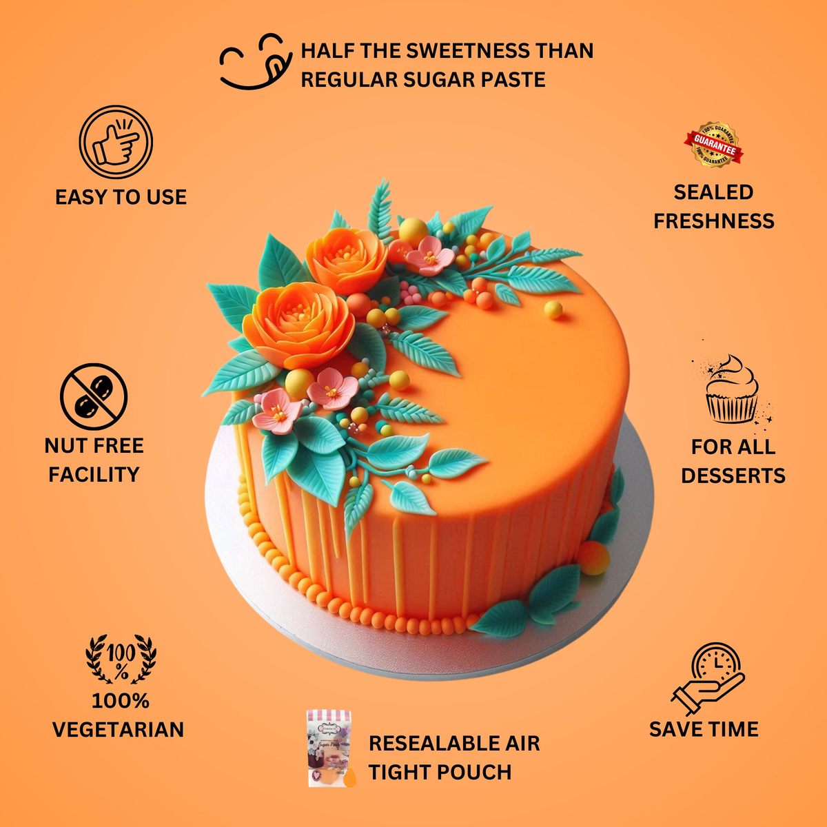 Confect Fluorescent Orange Fondant | Edible Sugarpaste