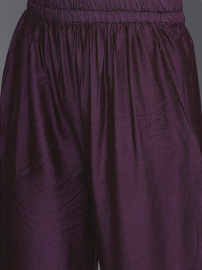 Dhiyona VR Women's Violet Spaghetti Strap Anarkali Kurta Paired With Tonal Bottom And Tonal Solid Dupatta