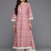 Dhiyona VR Women's Peach Paisley Printed Lace Embellished A-Line Kurta