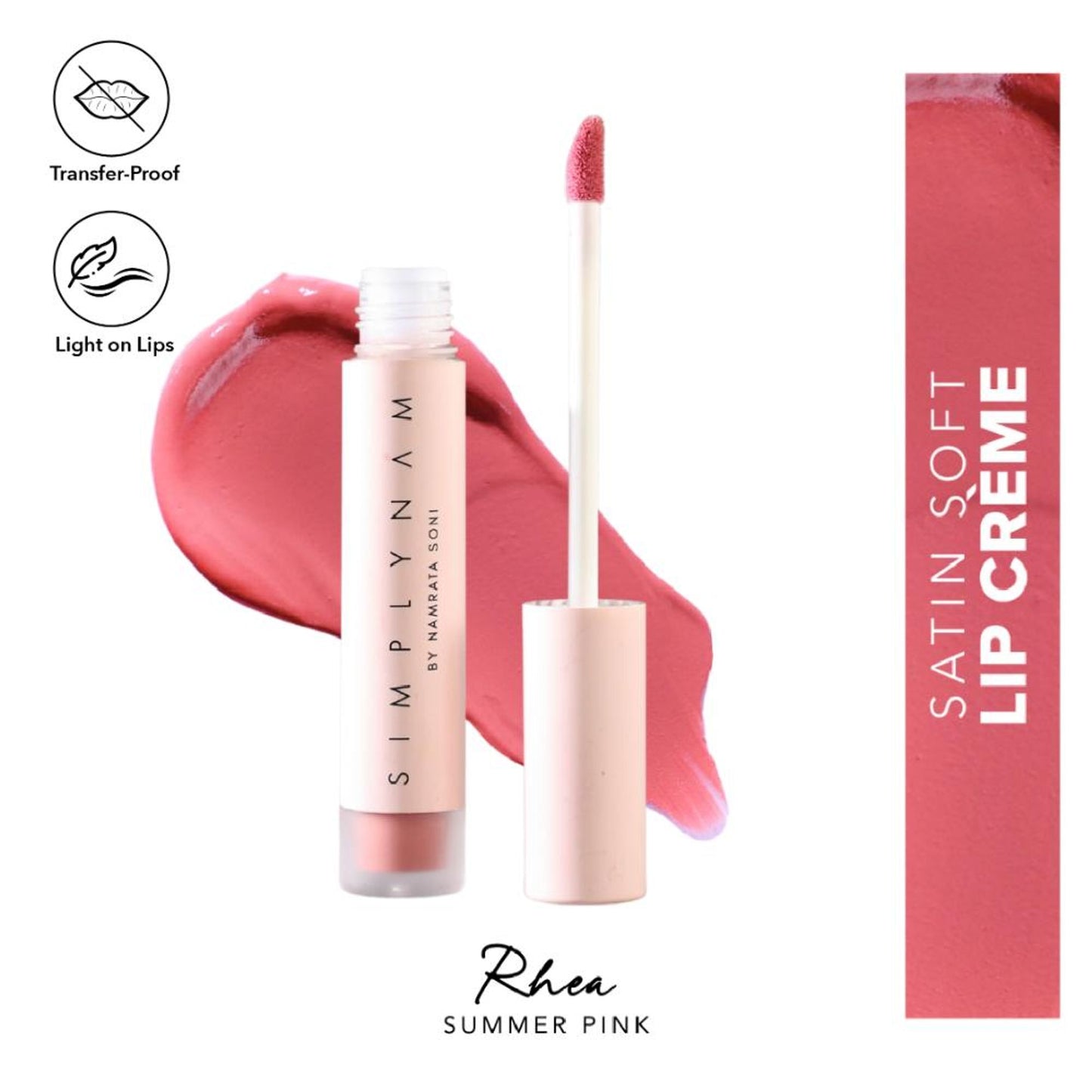 Simply Nam Satin Soft Lip Creme, Hydrating, Botanical Colour for Everyday Lips - Rhea