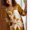 Dhiyona IE Floral Printed Three-Quarter Sleeves A-Line Tunic With Trouser