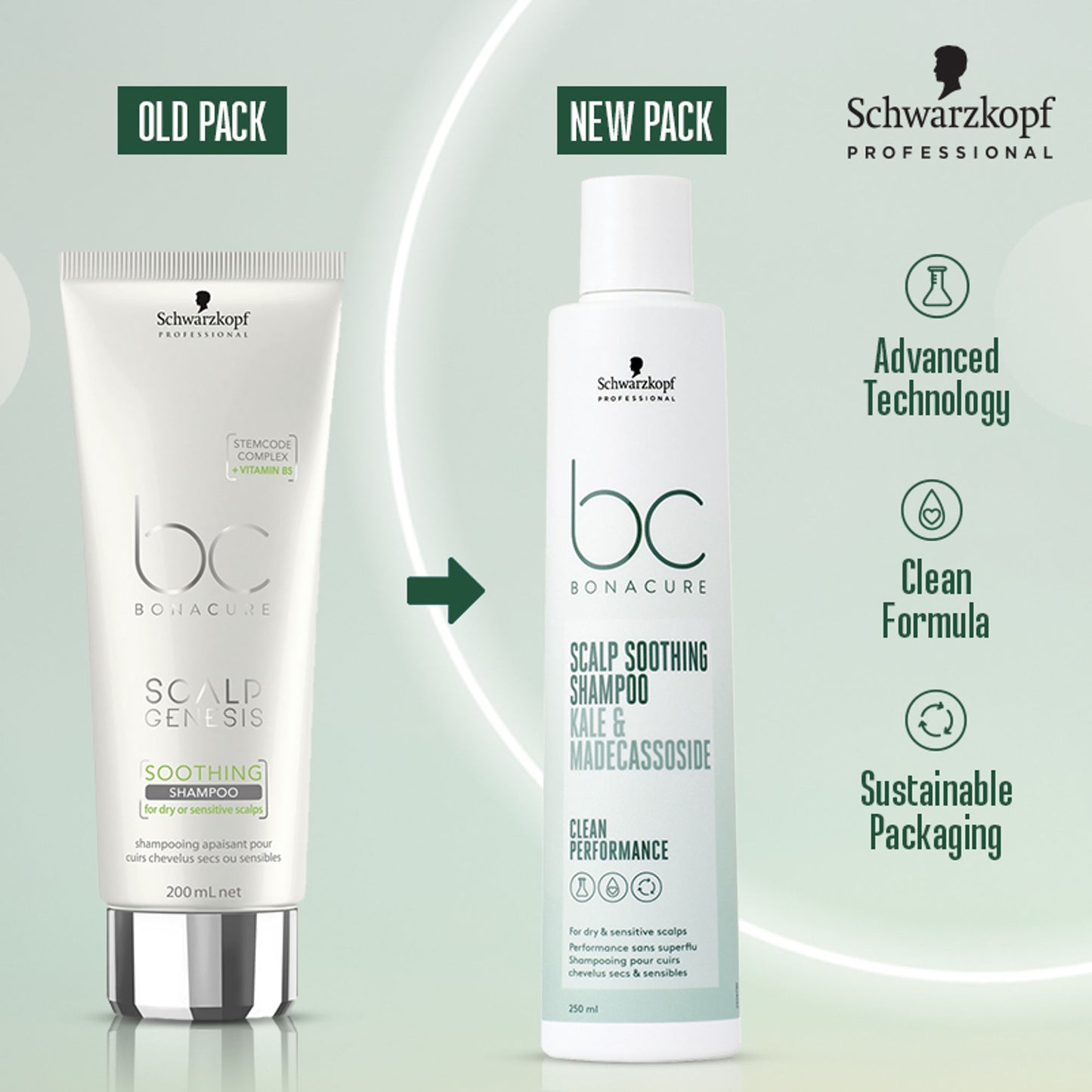 Schwarzkopf Professional Bonacure Scalp Soothing Shampoo|Dry & Sensitive Scalp|Kale & Madecassoside