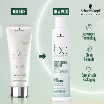 Schwarzkopf Professional Bonacure Scalp Soothing Shampoo|Dry & Sensitive Scalp|Kale & Madecassoside