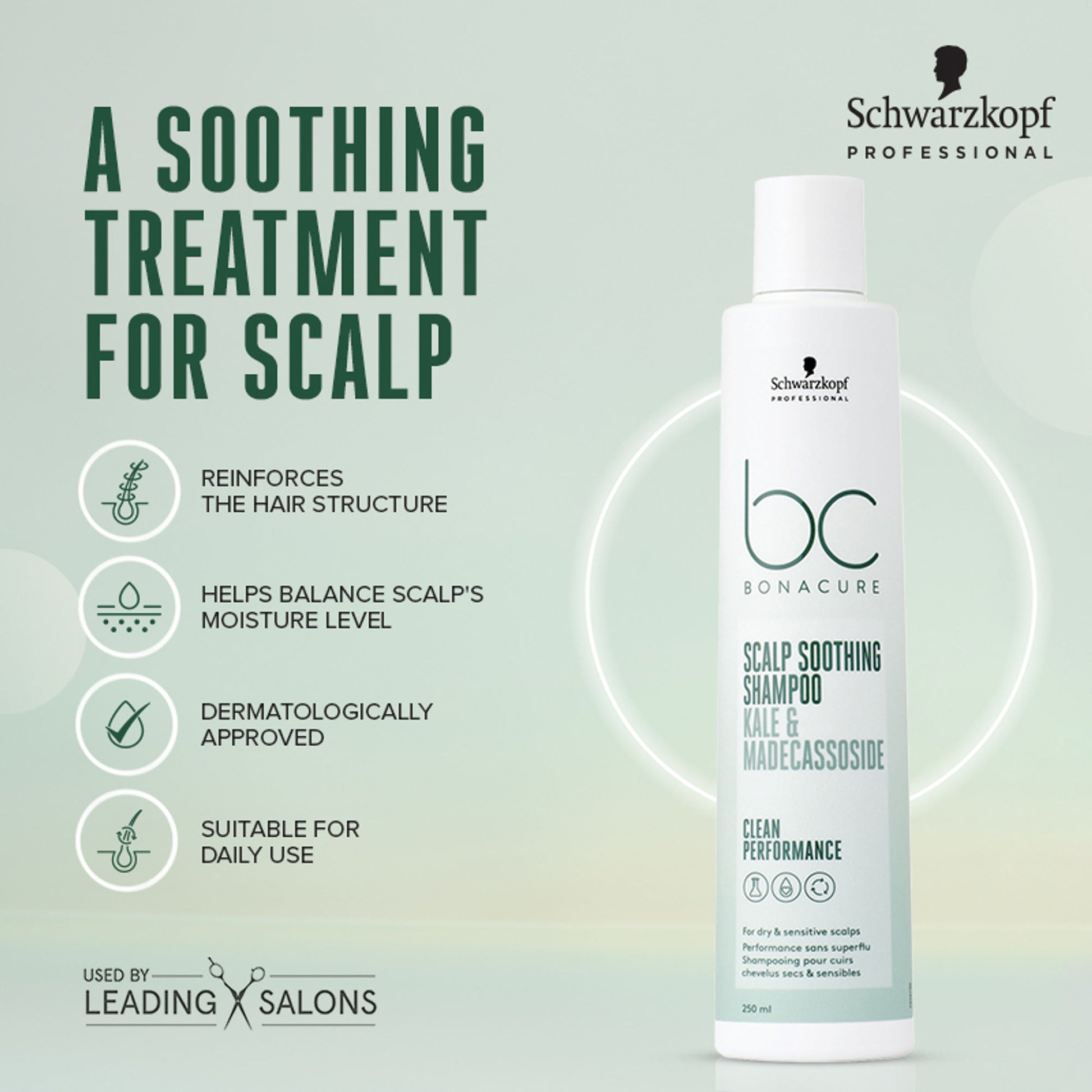 Schwarzkopf Professional Bonacure Scalp Soothing Shampoo|Dry & Sensitive Scalp|Kale & Madecassoside