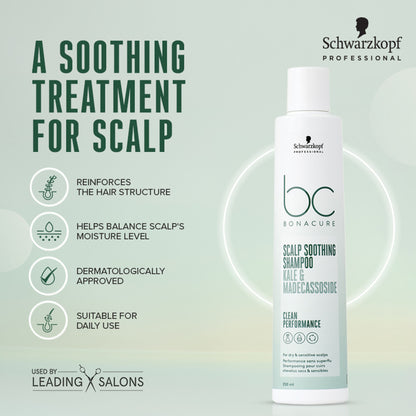 Schwarzkopf Professional Bonacure Scalp Soothing Shampoo|Dry & Sensitive Scalp|Kale & Madecassoside