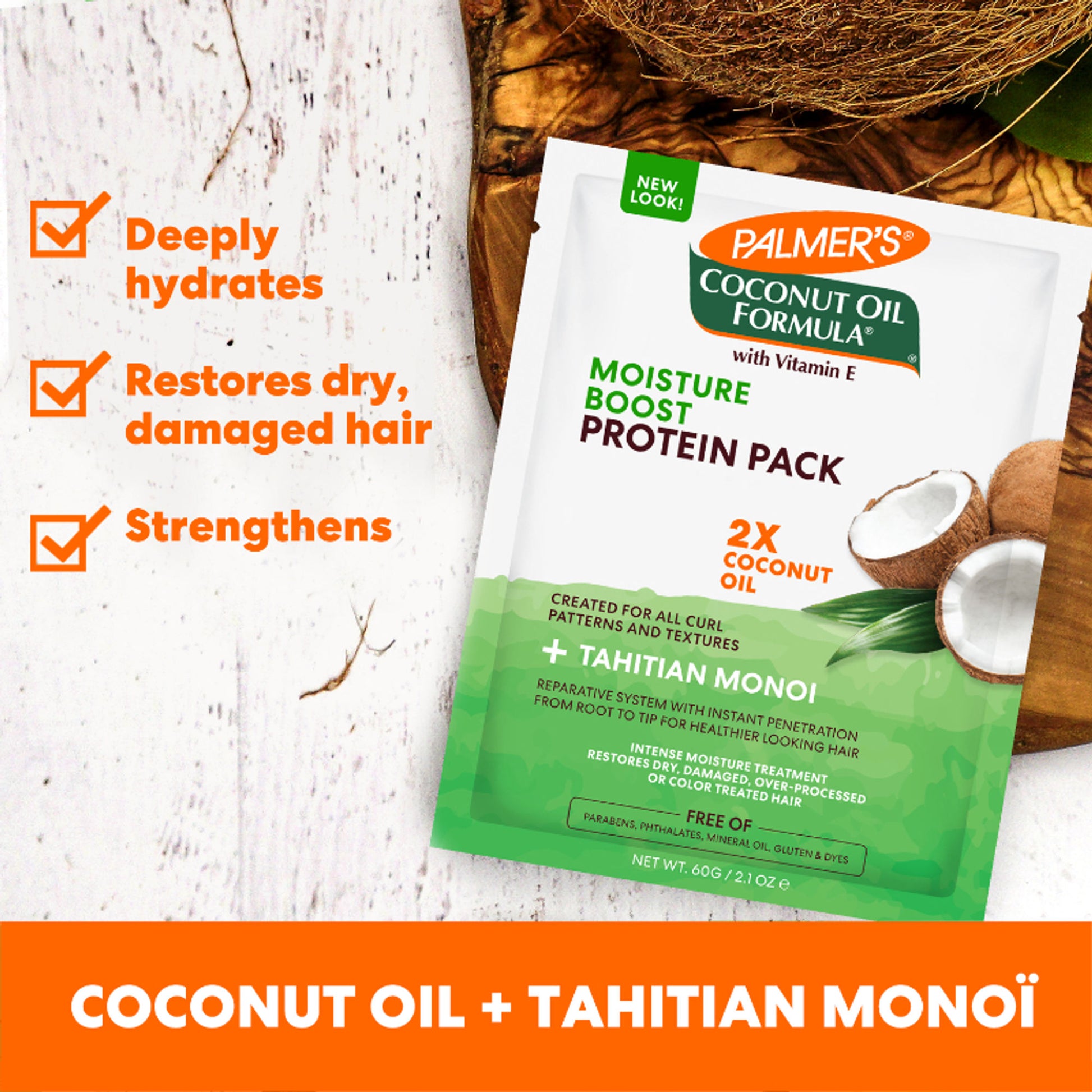 Palmer's Coconut Oil Conditioner Pack For Moisture Boost Of Dry, Damaged & Colour Treated Hair