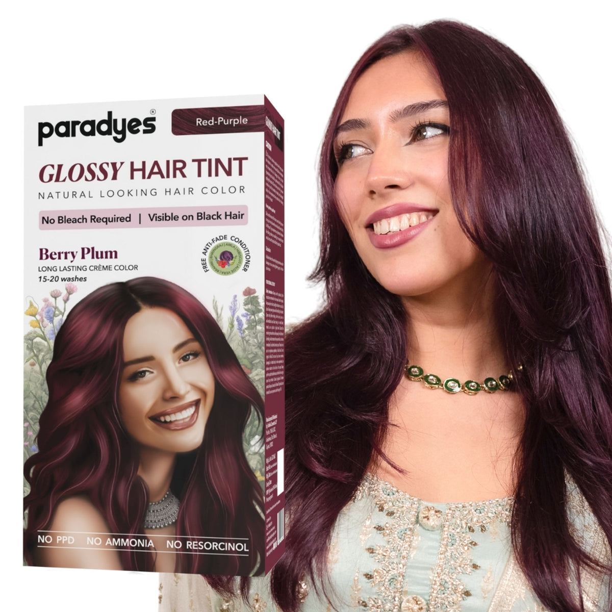 Paradyes Glossy Hair Tint Semi-Permanent Creme Hair Color - Berry Plum