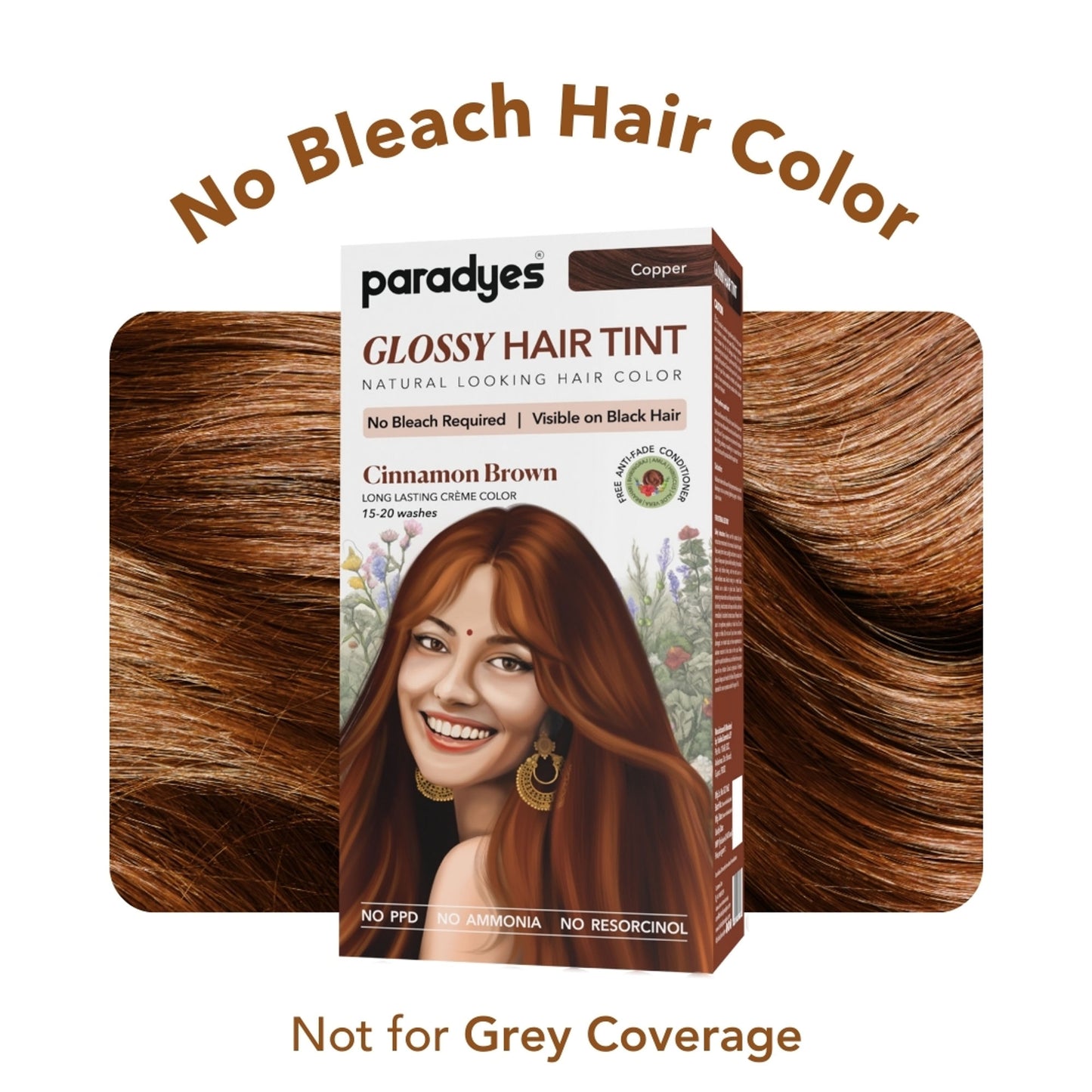 Paradyes Glossy Hair Tint Semi-Permanent Creme Hair Color - Cinnamon Brown