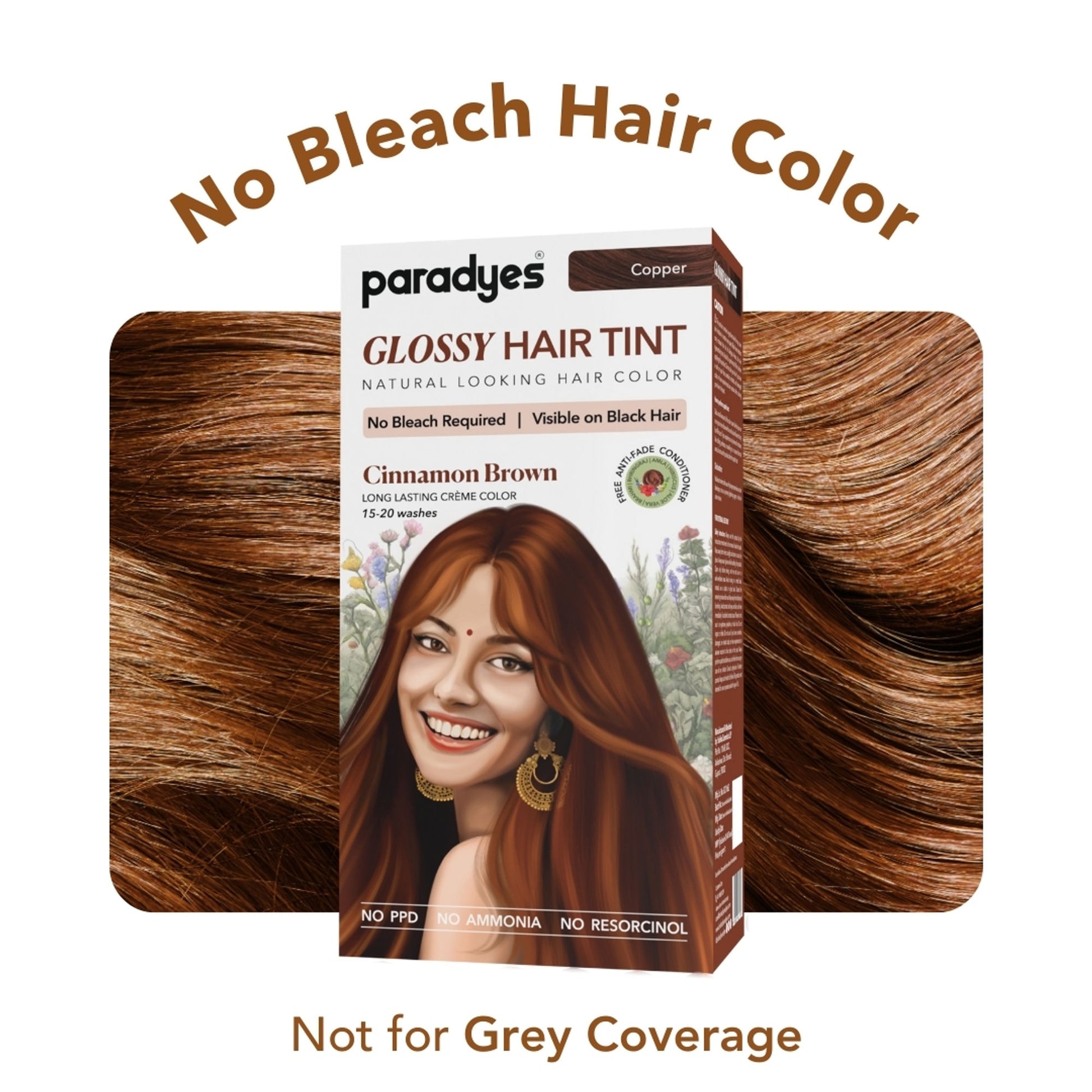Paradyes Glossy Hair Tint Semi-Permanent Creme Hair Color - Cinnamon Brown