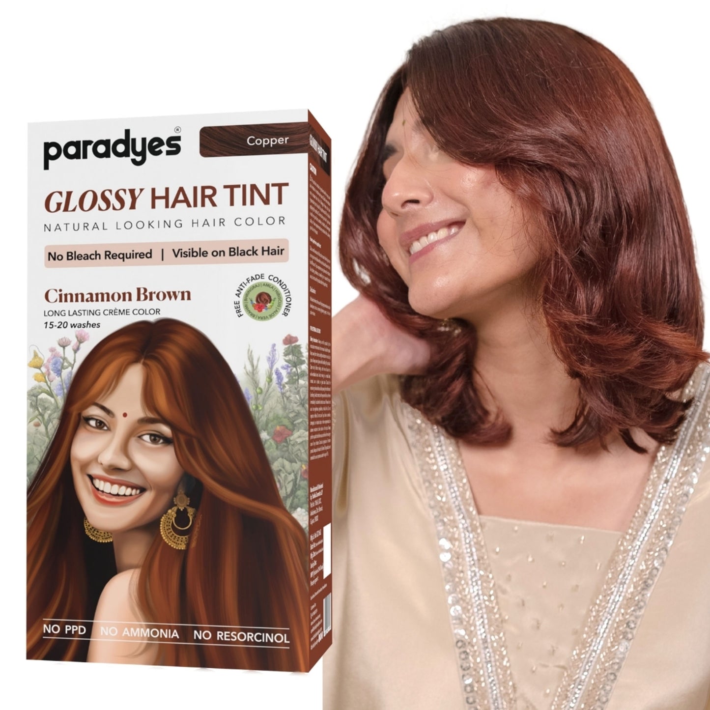 Paradyes Glossy Hair Tint Semi-Permanent Creme Hair Color - Cinnamon Brown