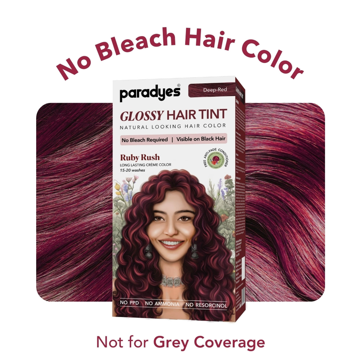 Paradyes Glossy Hair Tint Semi-Permanent Creme Hair Color - Ruby Rush