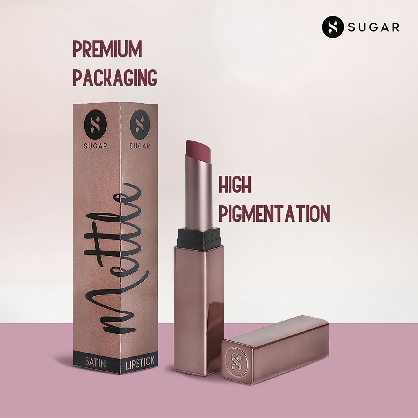 SUGAR Mettle Satin Lipstick - 02 Elizabeth (Rosy Cheeks Pink)
