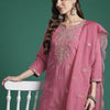 Dhiyona IE Ethnic Motifs Embroidered Gotta Patti Kurta with Trousers & Dupatta