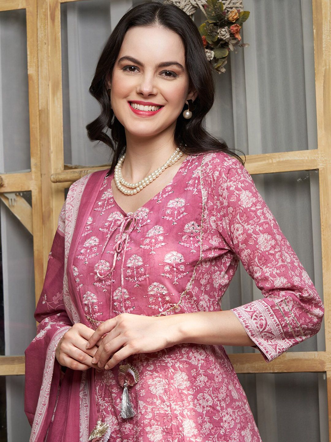 Dhiyona SN Women's Ethnic Motifs Printed Pure Cotton Kurta with Trousers & With Dupatta