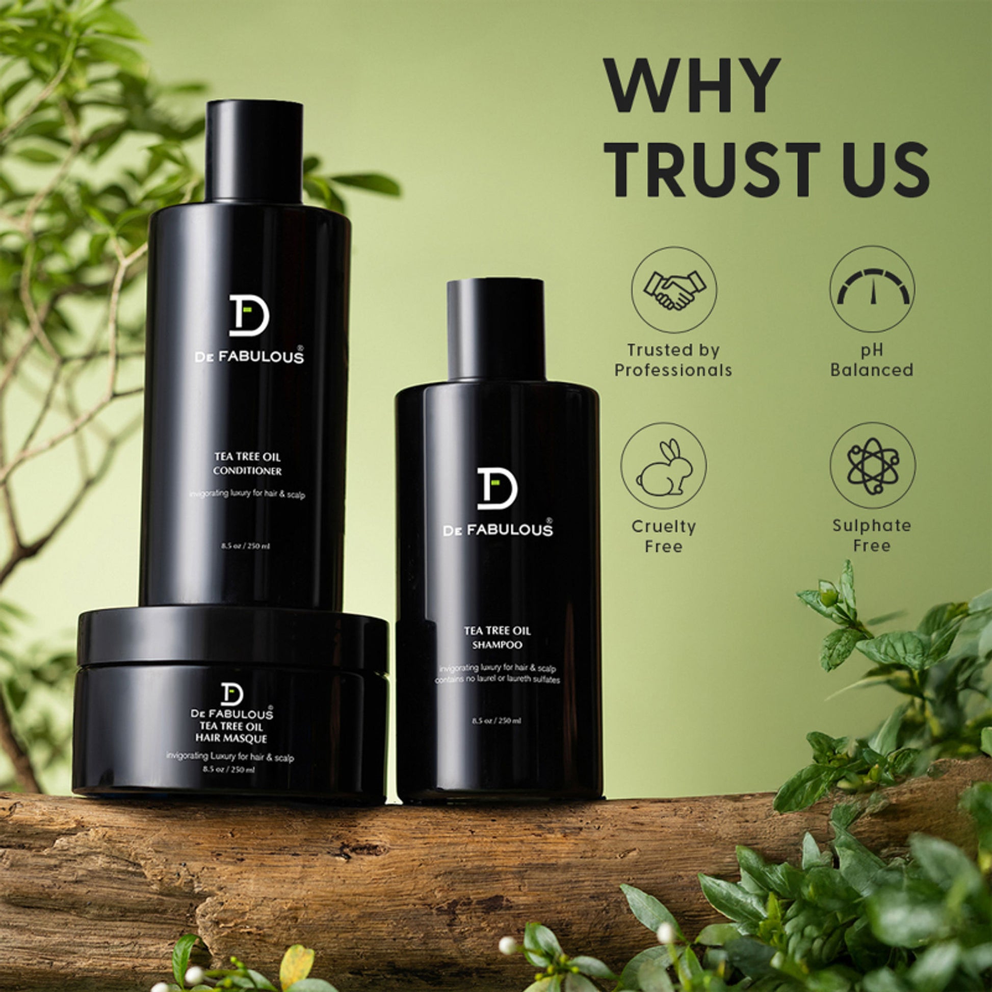 De Fabulous Tea Tree Oil Sulphate Free Shampoo For Scalp Health - All Hair Types