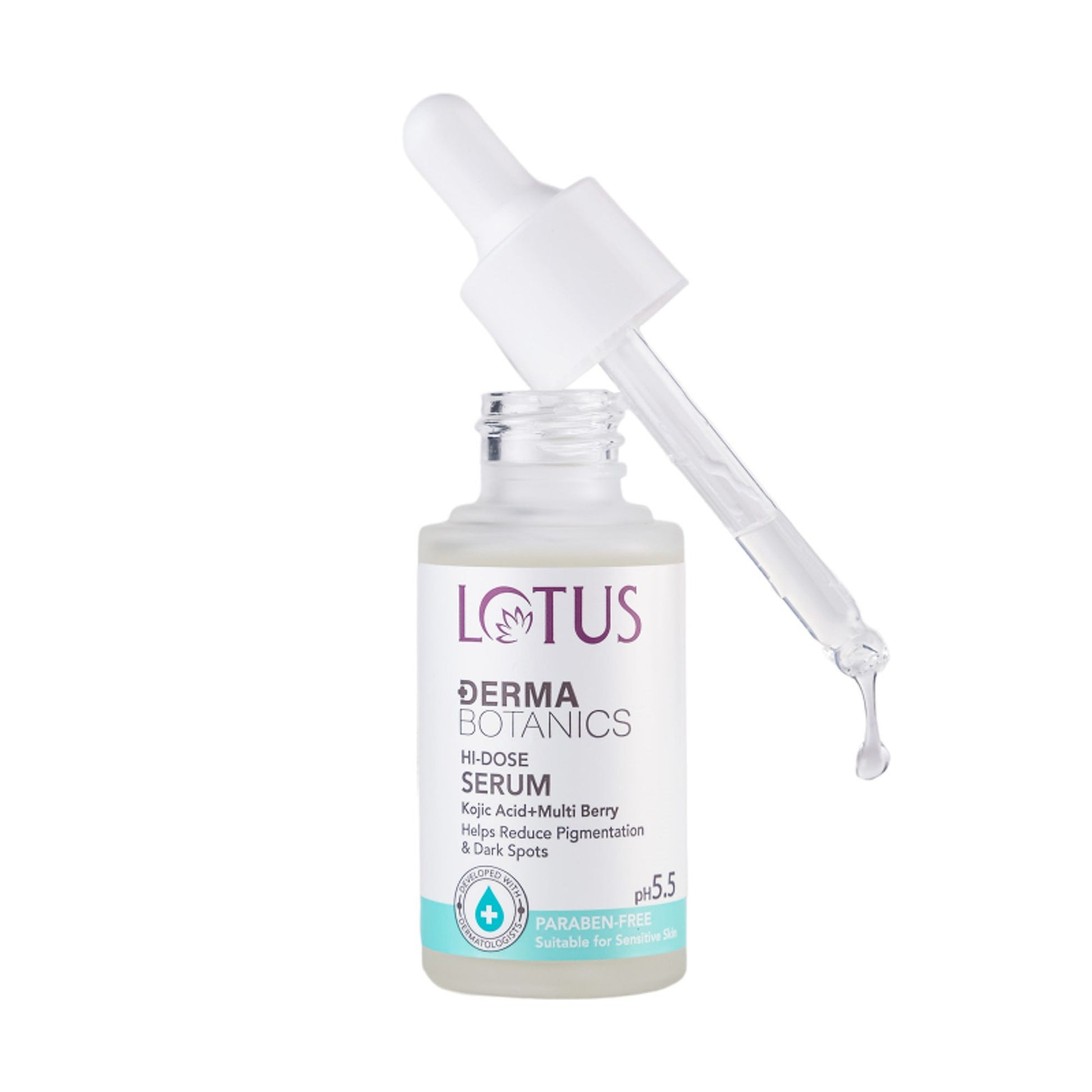 Lotus Dermabotanics Kojic Acid + Multi Berry Hi-Dose Serum, pH5.5, For Sensitive Skin