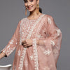 Dhiyona VA Women's Beige Thread Embroidered Pure Cotton Kurta with Trouser and Dupatta