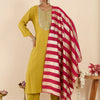 Dhiyona IE Women Ethnic Motifs Embroidered Regular Thread Work Kurta with Trousers & With Dupatta