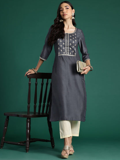 Dhiyona IE Ethnic Motifs Embroidered Zari Kurta