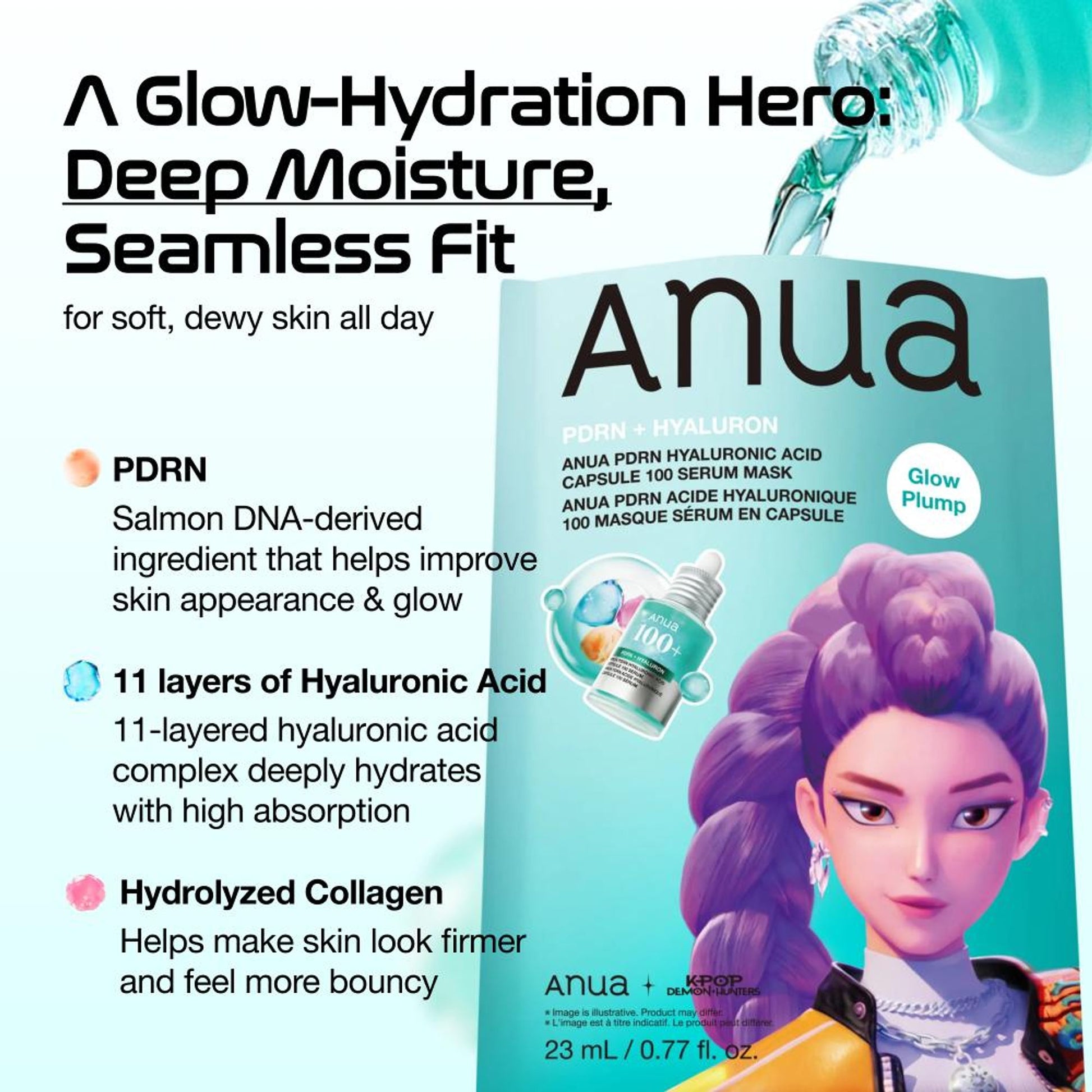 Anua PDRN Hyaluronic Acid Capsule 100 Serum Mask - K-Pop Demon Hunters Special Edition