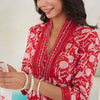 Dhiyona IE Women Floral Printed Pleated Beads and Stones Pure Cotton Kurta with Trousers & With Dupatta