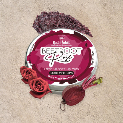 Nat Habit Beetroot Rose Fresh Lip Scrub, Lip Mask for Dark, Dry & Chapped Lips Natural Pink Lips