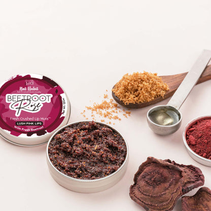 Nat Habit Beetroot Rose Fresh Lip Scrub, Lip Mask for Dark, Dry & Chapped Lips Natural Pink Lips