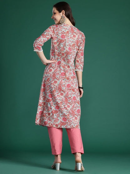 Dhiyona IE Women Floral Printed Pure Cotton Kurta