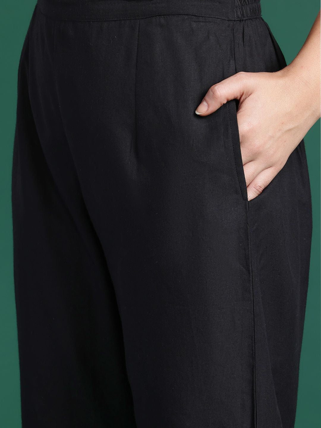 Indyancart IE Floral Embroidered Thread Work Pure Cotton Kurta With Trousers & Dupatta