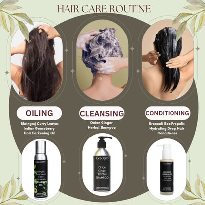 Ecoberry Hair Oil - with Bhringaraj Curry Leaves Indian Gooseberry for Hair Darkening