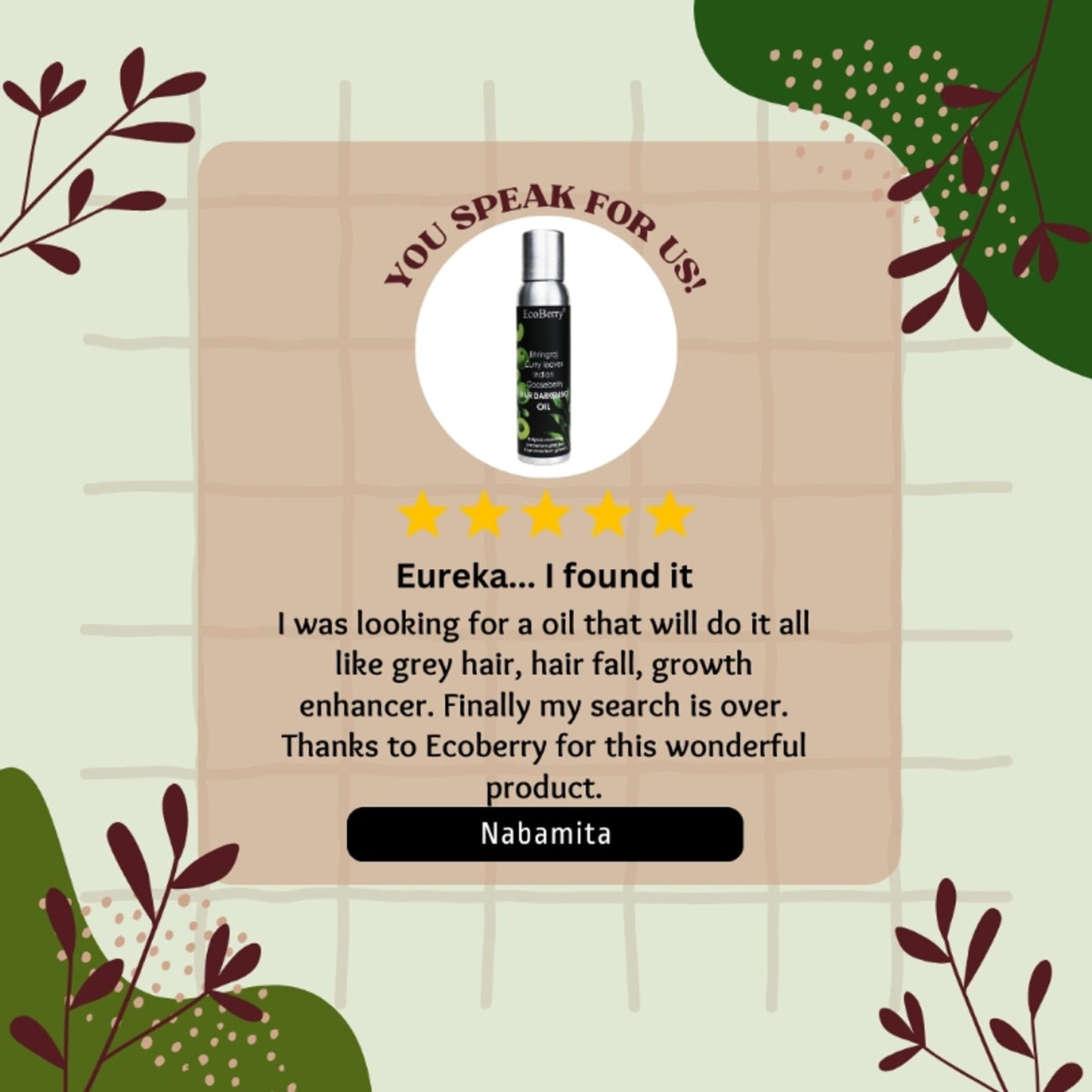Ecoberry Hair Oil - with Bhringaraj Curry Leaves Indian Gooseberry for Hair Darkening